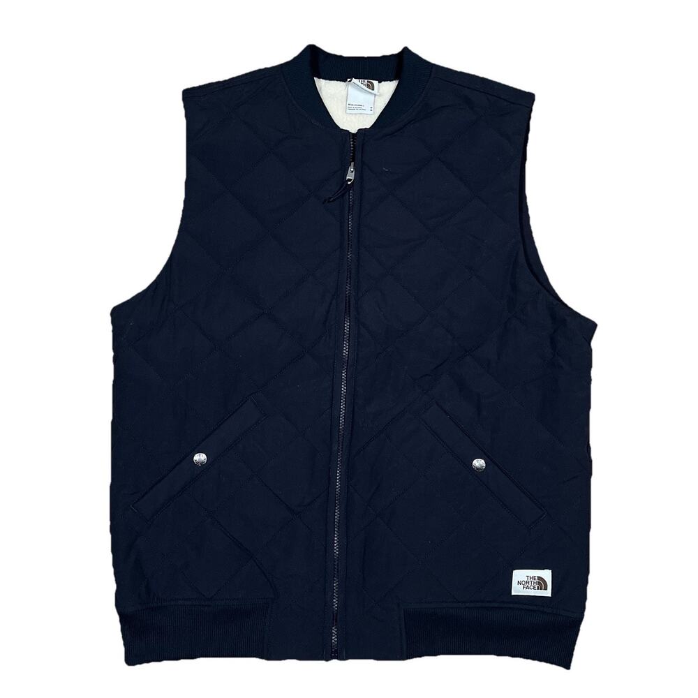 The North Face Cuchillo Vest Quilted Navy Blue Sherpa Lined Mens Medium Gorpcore
